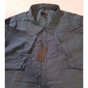 Steve's Jeans Button Down Mens 5X Navy Mint Geometric Short Sleeve NWT